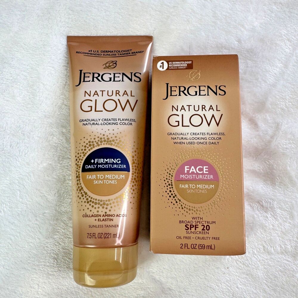 Jergens Natural Glow Face Moisturizer Fair to Medium Skin SPF 20 7.5 oz & 2 oz